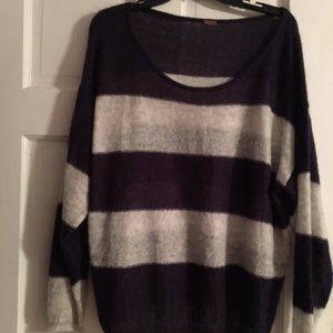 Free People Oversized Striped Purple Sweater